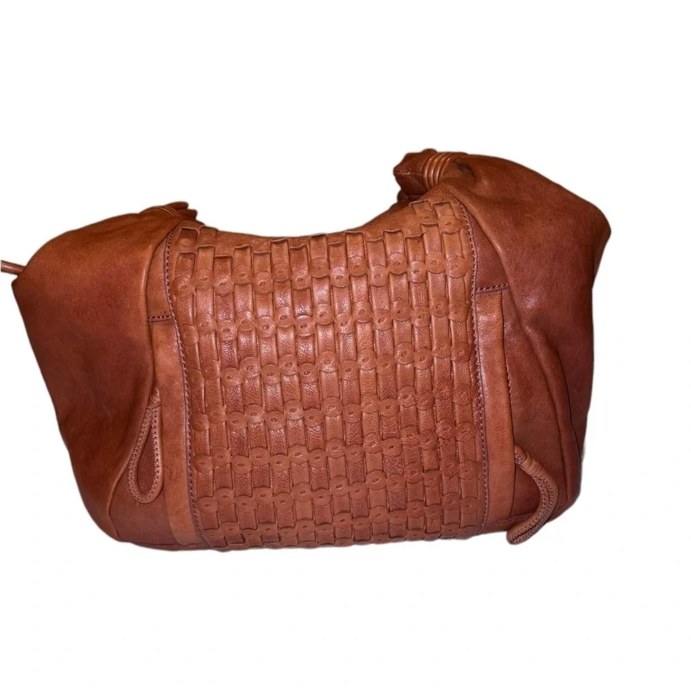 LOCKHEART Brick Woven Leather Hobo Handbag Braided Shoulder Strap